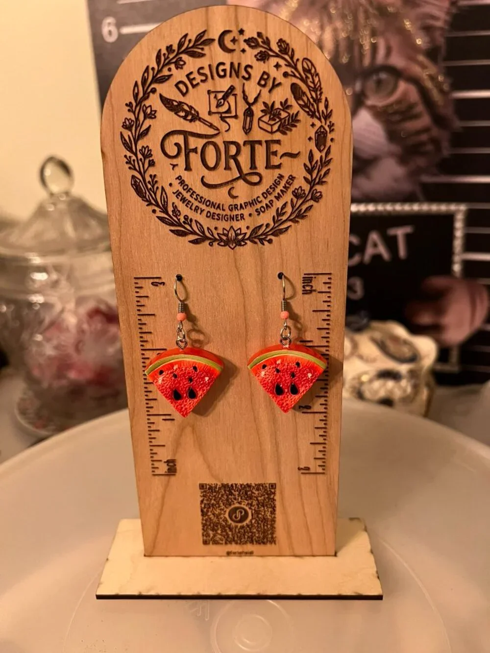 Handmade Resin Watermelon Slice Dangle Earrings | Summer Fruit Jewelry